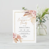 Blush Floral Boho Verloving Invitation Kaart (Staand voorkant)