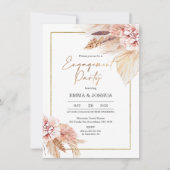 Blush Floral Boho Verloving Invitation Kaart (Voorkant)