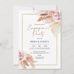 Blush Floral Boho Verloving Invitation Kaart