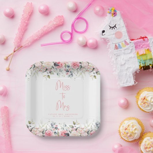 Blush Floral | Bord Waterverf Bridal Papier (Feest)