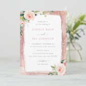 Blush Floral & Border Elegant betoverde bruiloft Kaart (Staand voorkant)