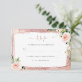Blush Floral & Border Elegant betoverde bruiloft RSVP Kaartje (Staand voorkant)