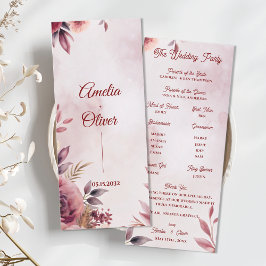 Blush Floral Botanical Wedding Ceremony Program Kaart