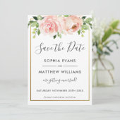 Blush Floral Botanical Wedding Save the Date Kaart (Staand voorkant)