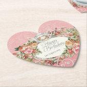  Blush Floral Bouquet Script Birthday Party Kartonnen Onderzetters (Gekanteld)