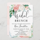 Blush Floral Bridal Brunch Shower-uitnodigingen Kaart (Voorkant / Achterkant)