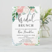 Blush Floral Bridal Brunch Shower-uitnodigingen Kaart (Staand voorkant)