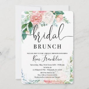 Blush Floral Bridal Brunch Shower-uitnodigingen Kaart