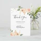 Blush Floral Bridal Hartelijk dank Kaart (Staand voorkant)