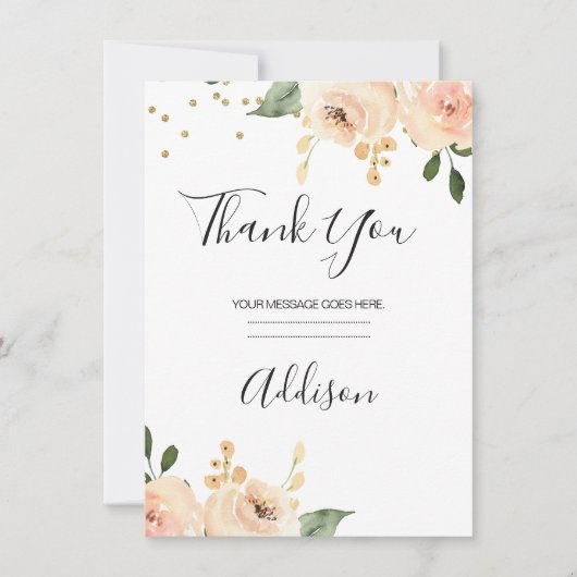 Blush Floral Bridal Hartelijk dank Kaart (Voorkant)