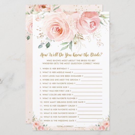 Blush Floral Bridal hoe goed je het spel weet (Voorkant / Achterkant)