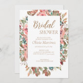 Blush Floral Bridal Shower Invitation Kaart (Voorkant / Achterkant)
