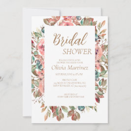 Blush Floral Bridal Shower Invitation Kaart