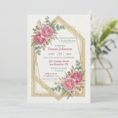 Blush Floral Bridal Shower Invitation Kaart (Staand voorkant)