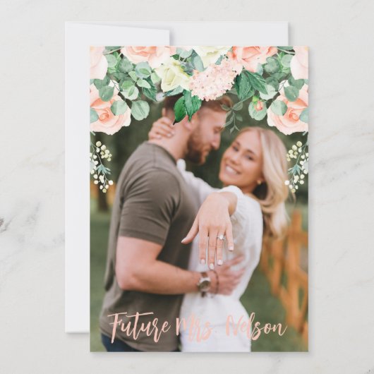 Blush Floral Bridal Shower Invitation Kaart (Achterkant)