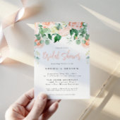 Blush Floral Bridal Shower Invitation Kaart