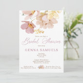 Blush Floral Bridal Shower Invitation Kaart (Staand voorkant)