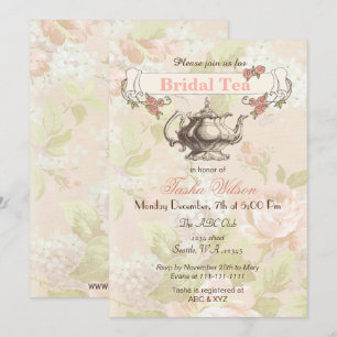  Blush floral Bridal Tea Party nodigt uit Kaart