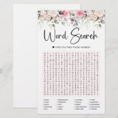 Blush Floral | Bridal Word Search Game Kaart (Voorkant / Achterkant)