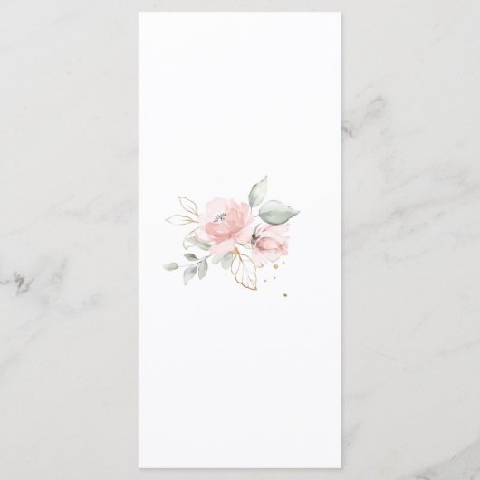 Blush floral bruiloft menkkaart menu (Achterkant)
