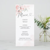 Blush floral bruiloft menkkaart menu (Staand voorkant)