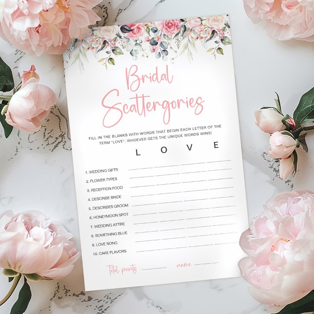 Blush Floral | Bruiloft Scattergories spelkaart (Creator heeft geüpload)