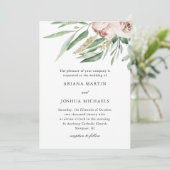 Blush Floral bruiloft uitnodiging (Staand voorkant)