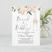 Blush Floral Brunch Bubble Vrijgezellenfeest Invit Kaart (Staand voorkant)