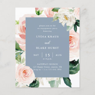 Blush Floral Budget Engagement Party Flyer
