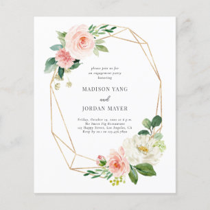 Blush Floral Budget Engagement Party Flyer