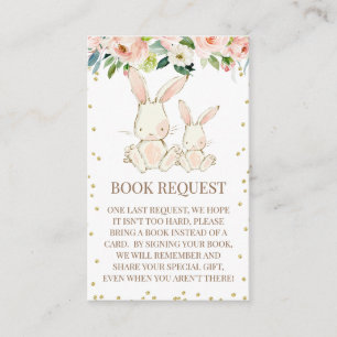 Blush Floral Bunnies Baby shower Enclosure Card Visitekaartje