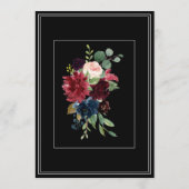 Blush Floral Burgundy Elegant Script Weduwschap Kaart (Achterkant)