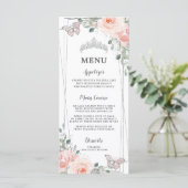 Blush Floral Butterflies Quinceañera Sweet 16 Menu (Staand voorkant)
