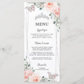 Blush Floral Butterflies Quinceañera Sweet 16 Menu (Voorkant)