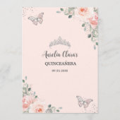 Blush Floral Butterflies Quinceañera Sweet 16 Menu (Achterkant)