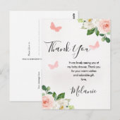 Blush Floral Butterfly Baby shower Dank u wel Briefkaart (Voorkant / Achterkant)