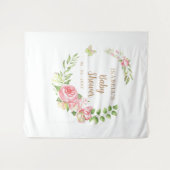 Blush Floral Butterfly Baby shower Foto achtergron Wandkleed (Voorkant (horizontaal))