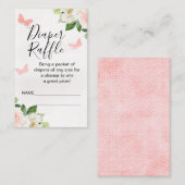 Blush Floral Butterfly Luier Raffle Insert Visitekaartje (Voorkant / Achterkant)