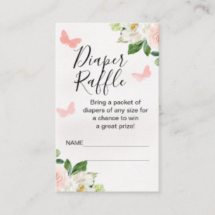 Blush Floral Butterfly Luier Raffle Insert Visitekaartje