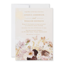 Blush Floral Butterfly Marble Waterverf Wedding