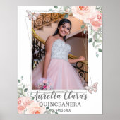 Blush Floral Butterfly Quinceanera Birthday Foto Poster (Voorkant)