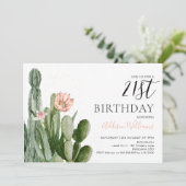 Blush Floral Cactus Succulents 21st verjaardag Kaart (Staand voorkant)
