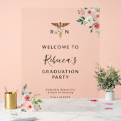 Blush Floral Caduceus Nurse Afstuderen Welkom Acryl Bord (Huwelijk)