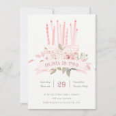 Blush Floral Cake Candles Elke zondag uitnodigen Bedankkaart (Voorkant)