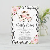 Blush Floral Calf Koe Print Baby shower Kaart (Staand voorkant)