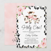 Blush Floral Calf Koe Print Baby shower Kaart (Voorkant / Achterkant)