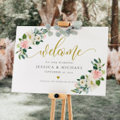 Blush Floral calligrafie Welkomstbord bruiloft Poster