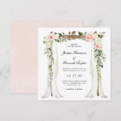 Blush Floral Canopy Wedding Kaart (Voorkant / Achterkant)