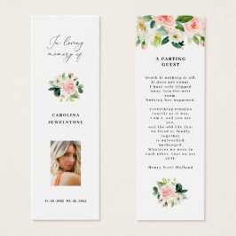 Blush Floral Celebration of Life Bladwijzer Mini Visitekaartjes