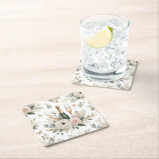 Blush Floral Champagne Coasters Kartonnen Onderzetters